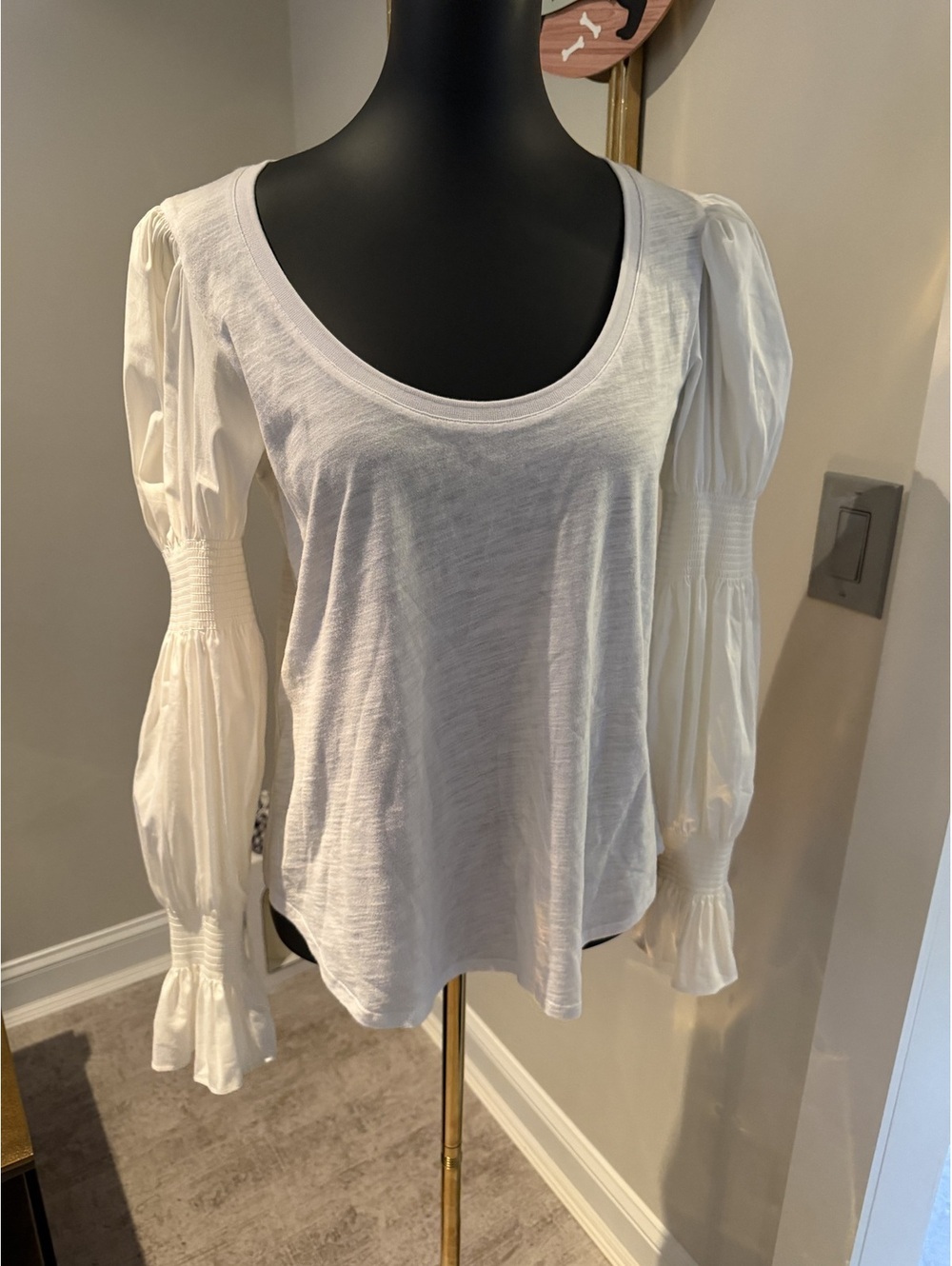 Cinq a sept white cotton puff sleeve Libby top size M